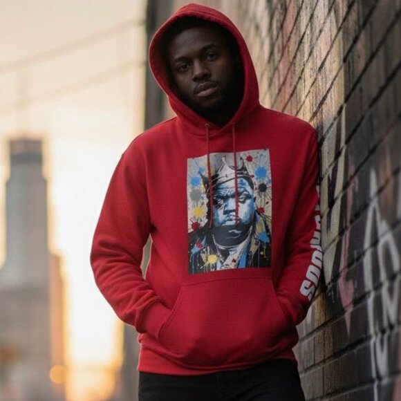 MEN Hoodie Sweatshirt- Biggie Notorius - Red - Picture 1 of 9